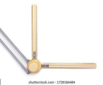 Ruler From Drafting Or Drawing Table On White Background, Top View