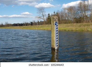 Ruler Indicating The Height Of The Water Above Sea Level (NAP) In The Netherlands