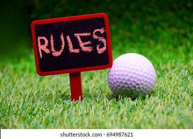 Rules Of Golf Sign On Green Grass