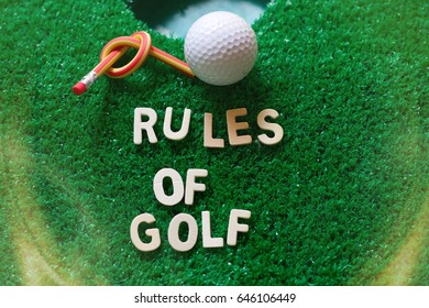 Rules Of Golf Word On Green Grass