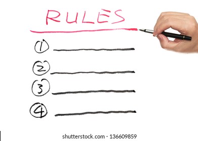 Rules List Written On White Paper