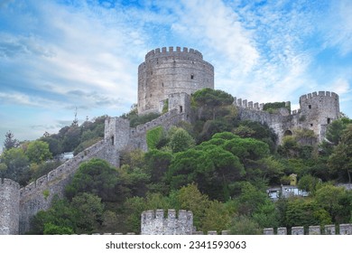 Rumeli Fortress and Anatolian Fortress, located on both sides of the Bosphorus. - Shutterstock ID 2341593063
