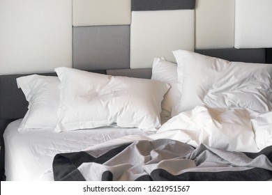 Crumpled Bed Hotel Closeup Unfinished Messy Stock Photo (Edit Now ...