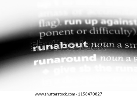 runabout word in a dictionary. runabout concept.