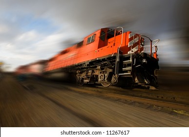 A Runaway Freight Train With Wheels Of The Ground (added Motion Blur)