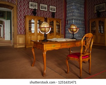 RUNDALE/LATVIA - February 13, 2018 - Interior Of The Baroque Cabinet Of Rundale Palace