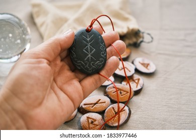 Rune Stone Good Luck And Riches Talisman With Runescript