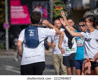 Runner, Crowd Cheering. October 2022, Wizzair Marathon . Skopje, Macedonia.