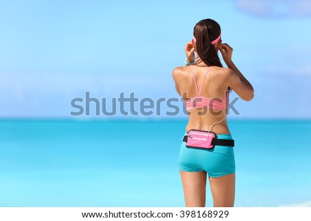 Similar – Image, Stock Photo Runner woman getting fanny pack ready for running