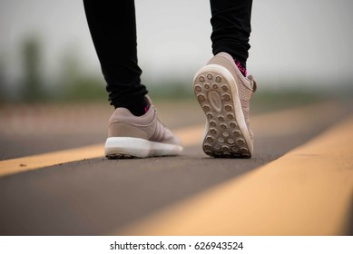 Runner Jogging Training Workout Exercising Power Walking Outdoors In City