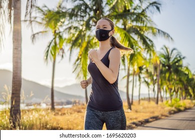 Runner wearing medical mask, Coronavirus pandemic Covid-19. Sport, Active life in quarantine surgical sterilizing face mask protection. Outdoor run on athletics track in Corona Outbreak. Keep your - Powered by Shutterstock