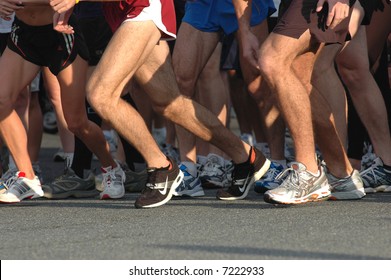 Runners' Feet at Start of Race