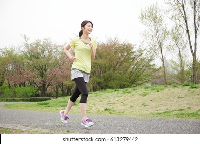 Running Asian Woman