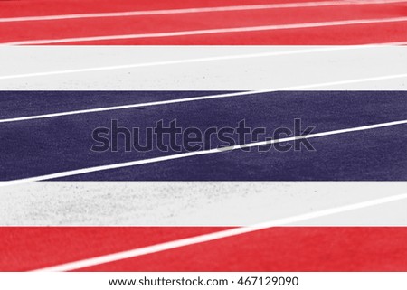 running athletic race track with blending  Thailand flag