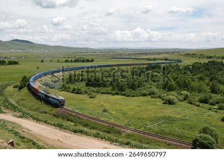 running cargo train in Mongolia                             