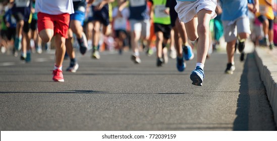 Running Children, Young Athletes Run In A Kids Run Race