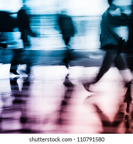 running city business people abstract background blur motion