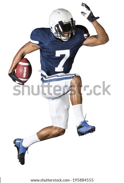 Running Football Player Isolated On White Stock Photo (Edit Now) 195884555