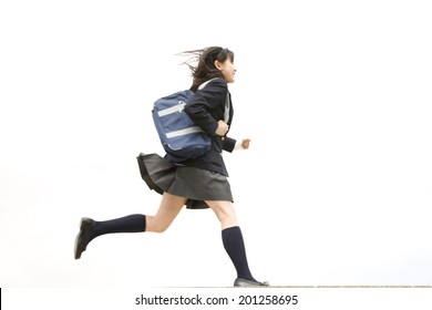 A Running Middle School Girl