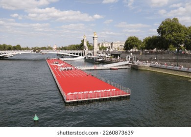 Running platform on the Seine river in Paris - France