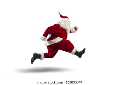 Running Santa Claus Isolated On White Background