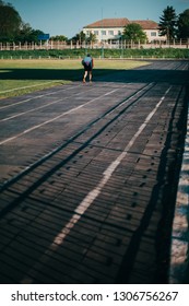 
Running to the stadium