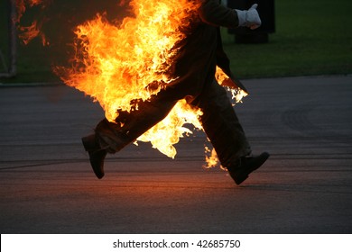 Running Stunt Man On Fire