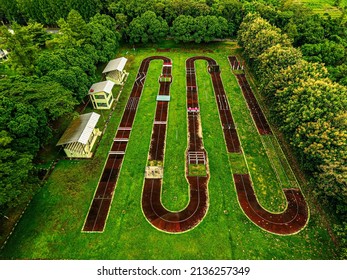 Running Track From Above With Drone