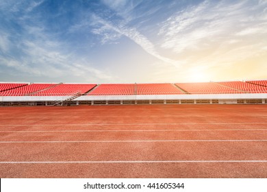 Running Track And Bleachers At The Stadium