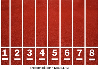 Running Track With Number In Top View. - Image