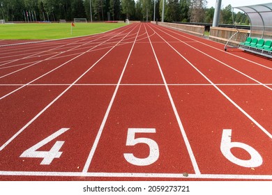 A Running Track In An Outdoor Stadium