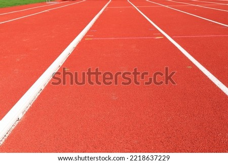 Running track at a Stadium. Sport activity outside. Stockholm, Sweden, Scandinavia, Europe.