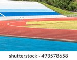 Running tracks in an empty stadium.