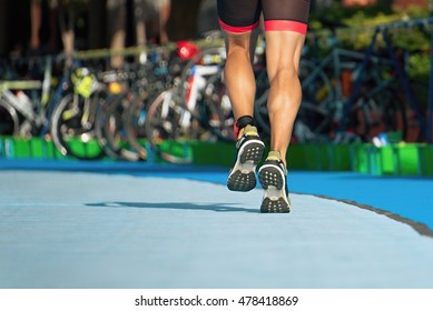 Running Triathlete In The Transition Zone