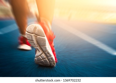 running/close up shoe run for running,Close-up view while running, rear view / short running shoes for running, exercise, jogging
 - Shutterstock ID 1369702232
