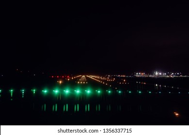 Runway Landing Strip With Light On