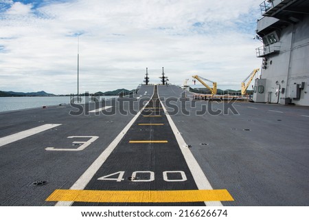 Runway at takeoff on battleship