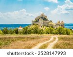 Rupea fortress with mountains in background, Transylvania, Romania