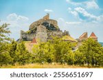 Rupea fortress with mountains in background, Transylvania, Romania