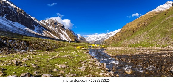 Rupin Pass is a high altitude trek in Himachal Pradesh located at 4650m.Trek is full of diversity from majestic Himalayan ranges to waterfalls, glacial meadows, snow-covered landscapes, lush forests. - Powered by Shutterstock