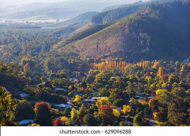 Rural Australian Town In Autumn Colors. Bright, Victoria, Australia