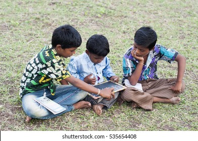 Rural boy studying together