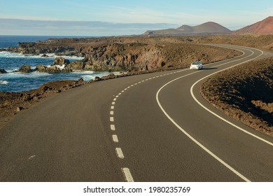 Rural Coast Road At Lanzarote Island In Spain