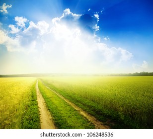 Rural dirt road through the field - Powered by Shutterstock