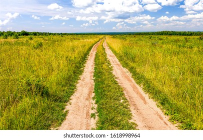 Rural Farm Road Landscape View