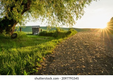 Rural Farm Scene Viewed From Palouse In Washington State On A Sunny Morning