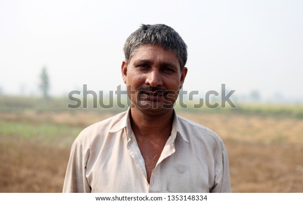 Rural Farmer Indian Ethnicity Standing Portrait Stock Photo 1353148334 ...