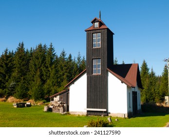 Rural Fire Station With Wooden Tower In Small Village