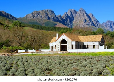 Rural House In Front Of Awesome Mountain. Shot In August, Stellenbosch, South Africa.