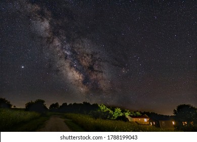 Rural House Under The Stars In Southeast Ohio. 